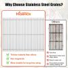 15 inch Cooking Grates for Weber Spirit 200 Series with Side Control Panel, Genesis Silver A, Spirit 500, Cast Iron Grill Grates for Weber 7522, 7523,7521, Spirit E-210, E-200, S-210, S-200(2009-2012)(Stainless Steel)