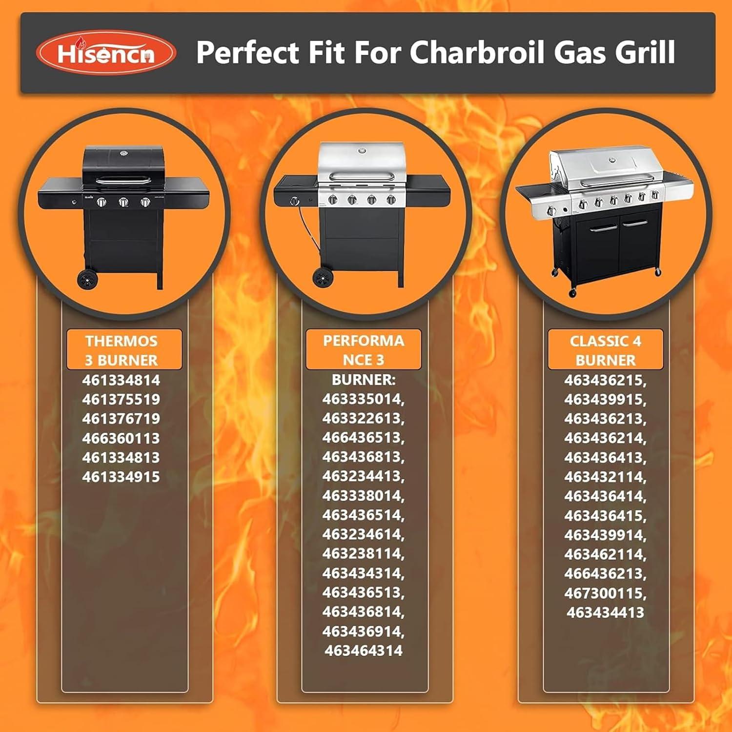 imageHisencn Grill Replacement Parts for Charbroil 463436215 463436214 463436213 463439915 467300115 463439914 461372517 G432Y700W1 G4320078W1 Grill Burner Heat Plate Crossover Tube