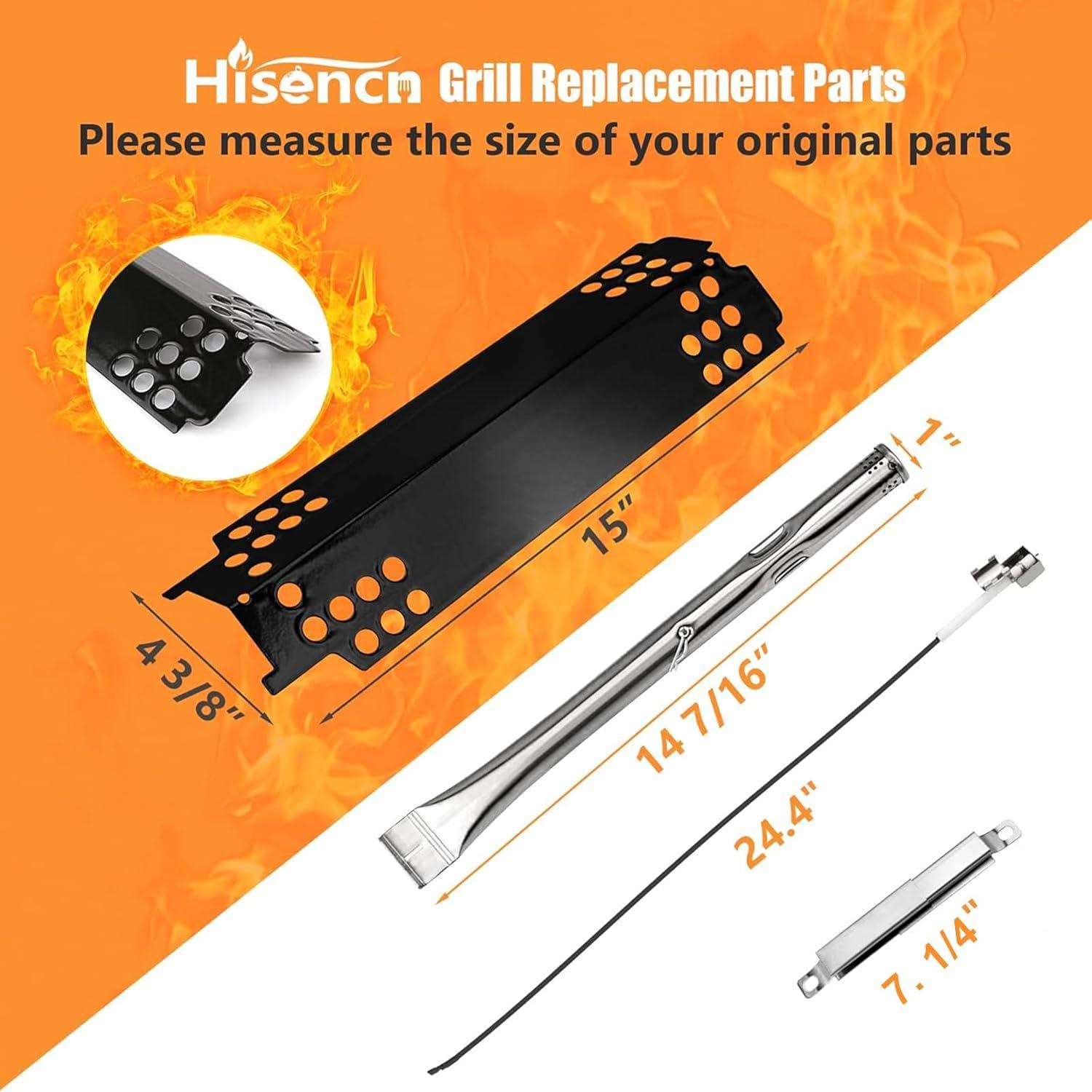 imageHisencn Grill Replacement Parts for Charbroil 463436215 463436214 463436213 463439915 467300115 463439914 461372517 G432Y700W1 G4320078W1 Grill Burner Heat Plate Crossover Tube