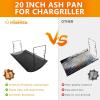 Hisencn 20 inch Ash pan for Chargriller 5050, 5072, 5650, 2123 Charcoal Grills, Char-Griller Model 200157, Replacement Part with 2pcs Fire Grate Hanger, 20″ Drip Pan(20 Inch)