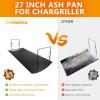 Hisencn 20 inch Ash pan for Chargriller 5050, 5072, 5650, 2123 Charcoal Grills, Char-Griller Model 200157, Replacement Part with 2pcs Fire Grate Hanger, 20″ Drip Pan(27 Inch)