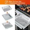 Hisencn 80580 Catch Pan Holder for Weber Q200 and Q300 Series Gas Grill, Drip Tray for Weber Q200 Q300 Q220 Q240 Q2000 Q2200 Q320 Collection Pan with 15 Pack Aluminum Foil Liner Replace Part for 41877(9-7/8 x 9 x1.27 inch for Weber 67047)