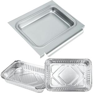 Hisencn 80580 Catch Pan Holder for Weber Q200 and Q300 Series Gas Grill, Drip Tray for Weber Q200 Q300 Q220 Q240 Q2000 Q2200 Q320 Collection Pan with 15 Pack Aluminum Foil Liner Replace Part for 41877(9-7/8 x 9 x1.27 inch for Weber 67047)