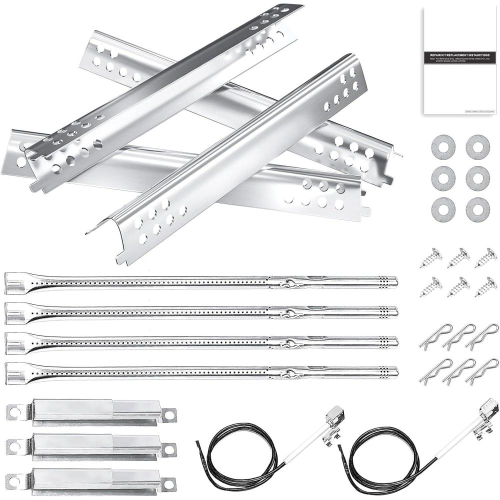 imageHisencn Grill Replacement Parts for Charbroil Advantage Series 4 Burner 463344116 466344116 Gas Grill 14 38 Grill Burners Tube15 12 Heat Plate Tent ShieldAdjustable Carryover TubeG3610003W1Stainless Steel