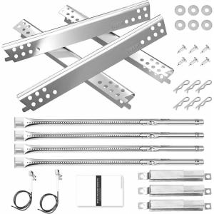 Hisencn Grill Replacement Parts for Charbroil Advantage Series 4 Burner 463344116, 466344116 Gas Grill, 14 3/8″ Grill Burners Tube,15 1/2″ Heat Plate Tent Shield,Adjustable Carryover Tube,G361-0003-W1(304 Stainless Steel)