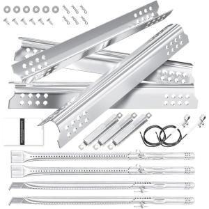 Hisencn Grill Replacement Parts for Charbroil Infrared Grill 463242716 463242715 463242516 466242815, Gas Grill Accessories Burner, Heat Plate, Adjustable Carryover Tube, G466-2500-W1, G466-0024-W1(For Commercial 4 Burner)