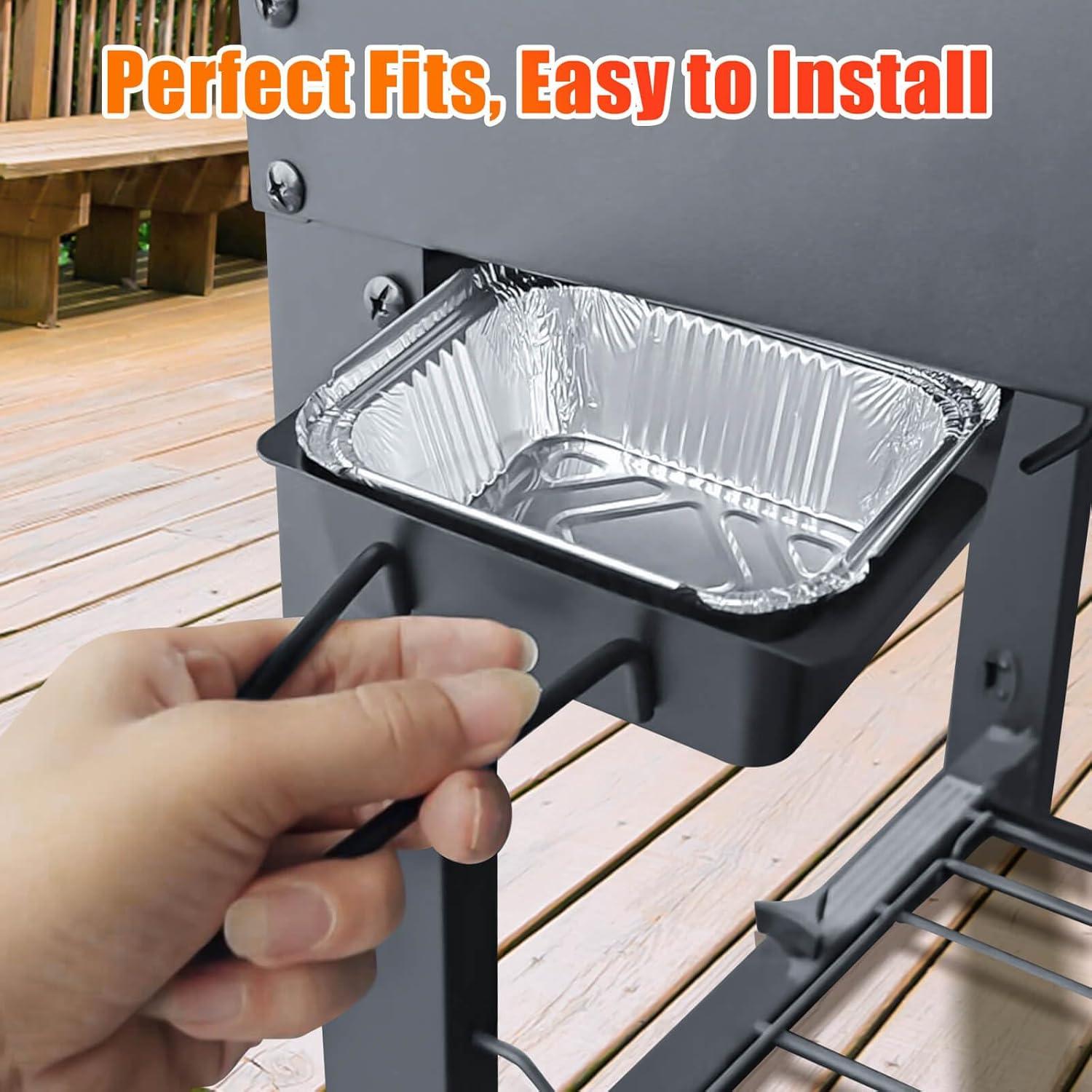 imageHisencn Grease Cup Drip Pan with 15 Pack Aluminum Foil Cups Compatible with Charbroil 9328812P06 Black Powder Coated Grease Pan Replacement for Charbroil Grills with Clip G4160015W1Square