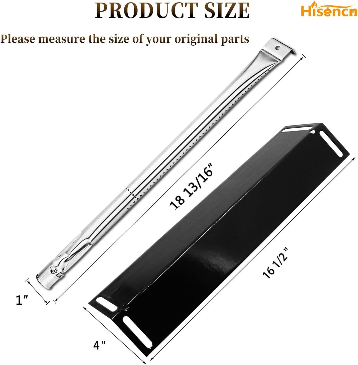 imageHisencn Grill Parts for Charbroil 18 1316 Stainless Steel Grill Burner Tube 16 12 x 4 Porcelain Heat Plates and Adjustable Carryover Tube Parts for Charbroil 4 Burner Grills