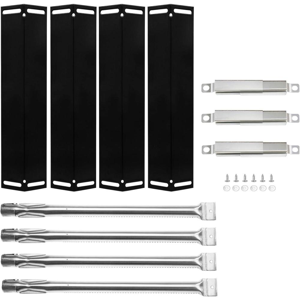 imageHisencn Grill Parts for Charbroil 18 1316 Stainless Steel Grill Burner Tube 16 12 x 4 Porcelain Heat Plates and Adjustable Carryover Tube Parts for Charbroil 4 Burner Grills