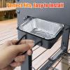 Hisencn Grease Cup Drip Pan with 15 Pack Aluminum Foil Cups, Compatible with Charbroil 9328812P06, Black Powder Coated Grease Pan Replacement for Charbroil Grills with Clip, G416-0015-W1(Square)