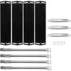 Hisencn Grill Parts for Charbroil 18 13/16” Stainless Steel Grill Burner Tube, 16 1/2 ” x 4” Porcelain Heat Plates and Adjustable Carryover Tube, Parts for Charbroil 4 Burner Grills