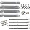 Hisencn Grill Replacement Parts for Charbroil Commercial 4 Burner 463241113, 463449914, 463250811, 463251012, 463241413, Gas Grills, Pipe Burner Tube, Heat Plate Tent Shield and Crossover Tube