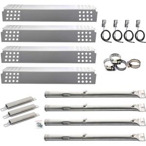 Hisencn Grill Replacement Parts for Charbroil Commercial 4 Burner 463241113, 463449914, 463250811, 463251012, 463241413, Gas Grills, Pipe Burner Tube, Heat Plate Tent Shield and Crossover Tube