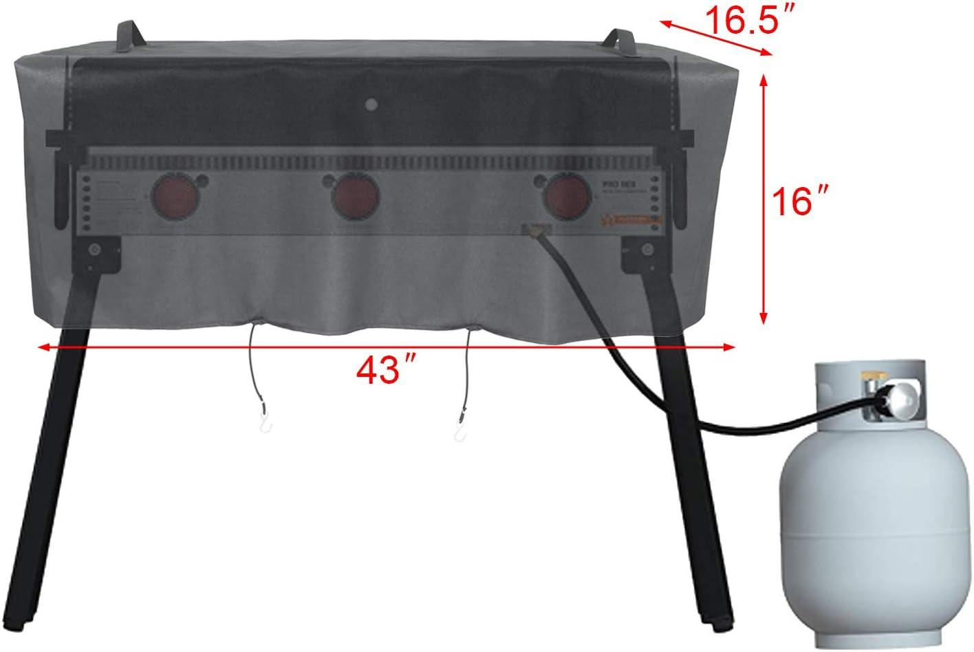 imageHeavyDuty Waterproof Patio Grill Cover for Camp Chef 3 Burner Stoves Durable Material for PRO90 TB90LW TB90LWG TB90LWG15 GB90D SPG90B Secure Hook Design Convenient Handle Black