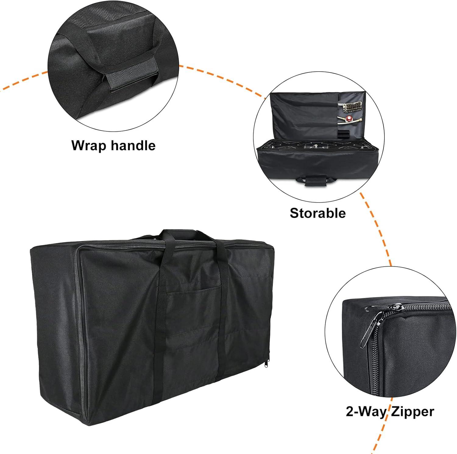 imageHisencn Patio Cover and Carry Bag for Camp Chef 3 Burner Stoves Stove Grill Cover and Carry Bag for Camp Chef TB90LW TB90LWG TB90LWG15 SPG90B GB90D DB90D PRO90X Heavy Duty 600D Fabric Black
