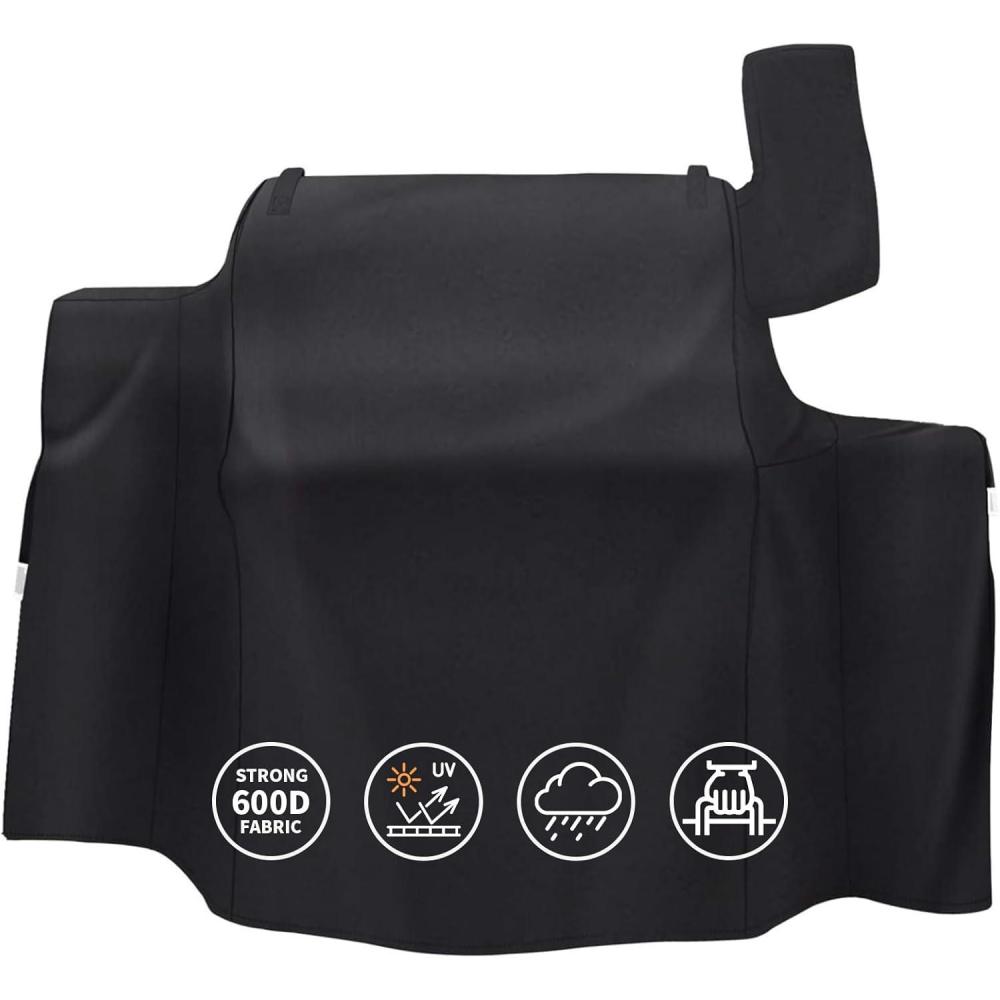 imageHisencn Grill Cover for Green Mountain Daniel Boone Prime WiFi Grills Wood Pellet Grill Cover for Ledge Prime Plus WiFi Pellet Grill Full Length BBQ Cover 600D Fabric Black
