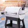 Hisencn Grill Cover for Recteq RT-B380 RT-B380X Wood Pellet Grill Smoker, Heavy Duty Waterproof Rec Tec 380 Cover with Reflective Strips, Moisture Proof Vents and Adjustable Drawstring, Outdoor BBQ(for Flagship 1100)