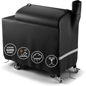 Hisencn Grill Cover for Recteq RT-B380 RT-B380X Wood Pellet Grill Smoker, Heavy Duty Waterproof Rec Tec 380 Cover with Reflective Strips, Moisture Proof Vents and Adjustable Drawstring, Outdoor BBQ(for RT-680)