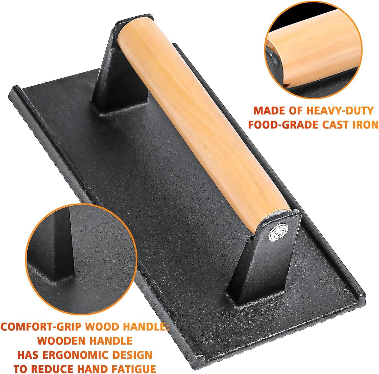 imageHisencn Griddle Tool Set Compatible with Blackstone Griddle Accessories with Long Spatulas Griddle Scraper Cast Iron Burger Press Storage Bag and Egg Rings for BBQ Gift