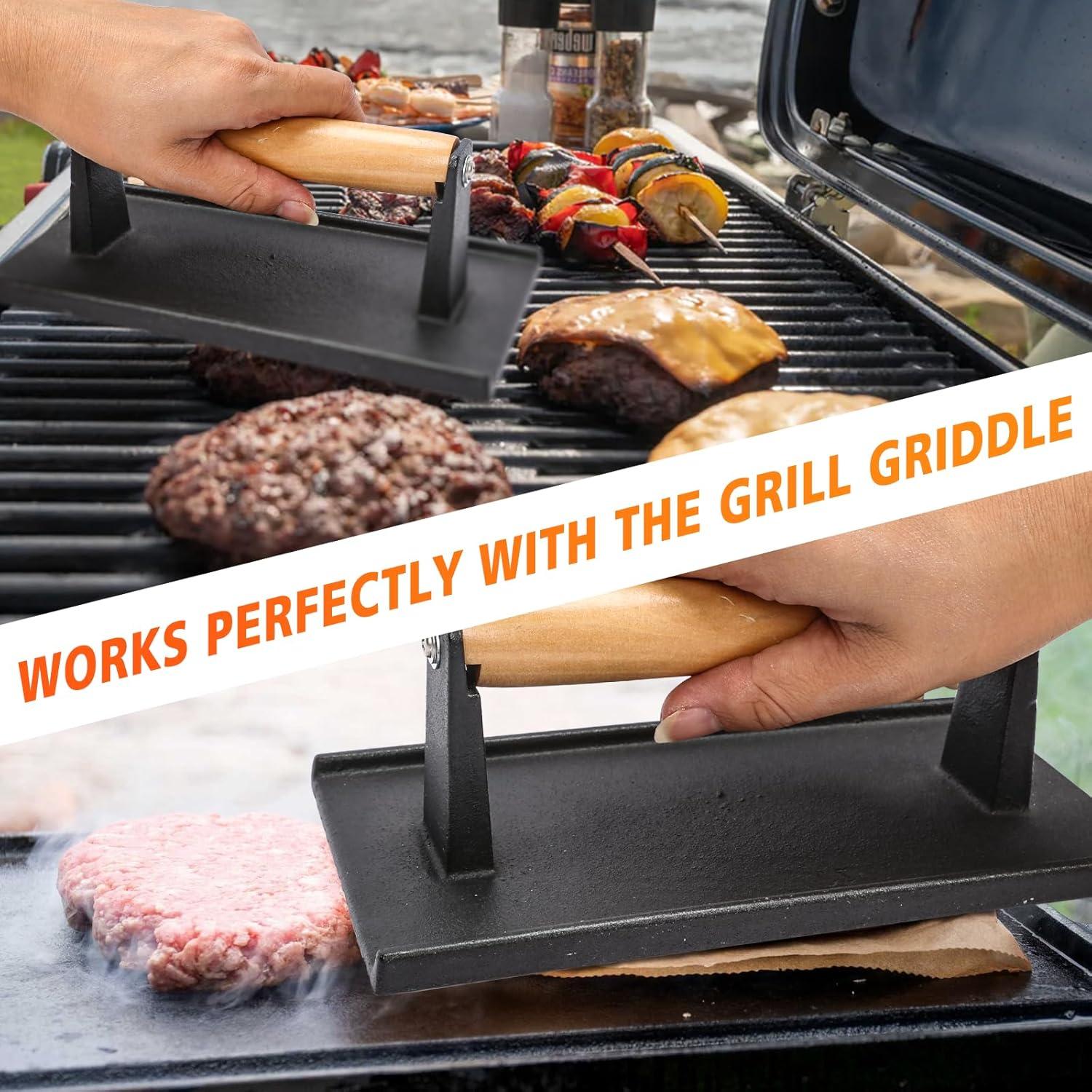 imageHisencn Griddle Tool Set Compatible with Blackstone Griddle Accessories with Long Spatulas Griddle Scraper Cast Iron Burger Press Storage Bag and Egg Rings for BBQ Gift