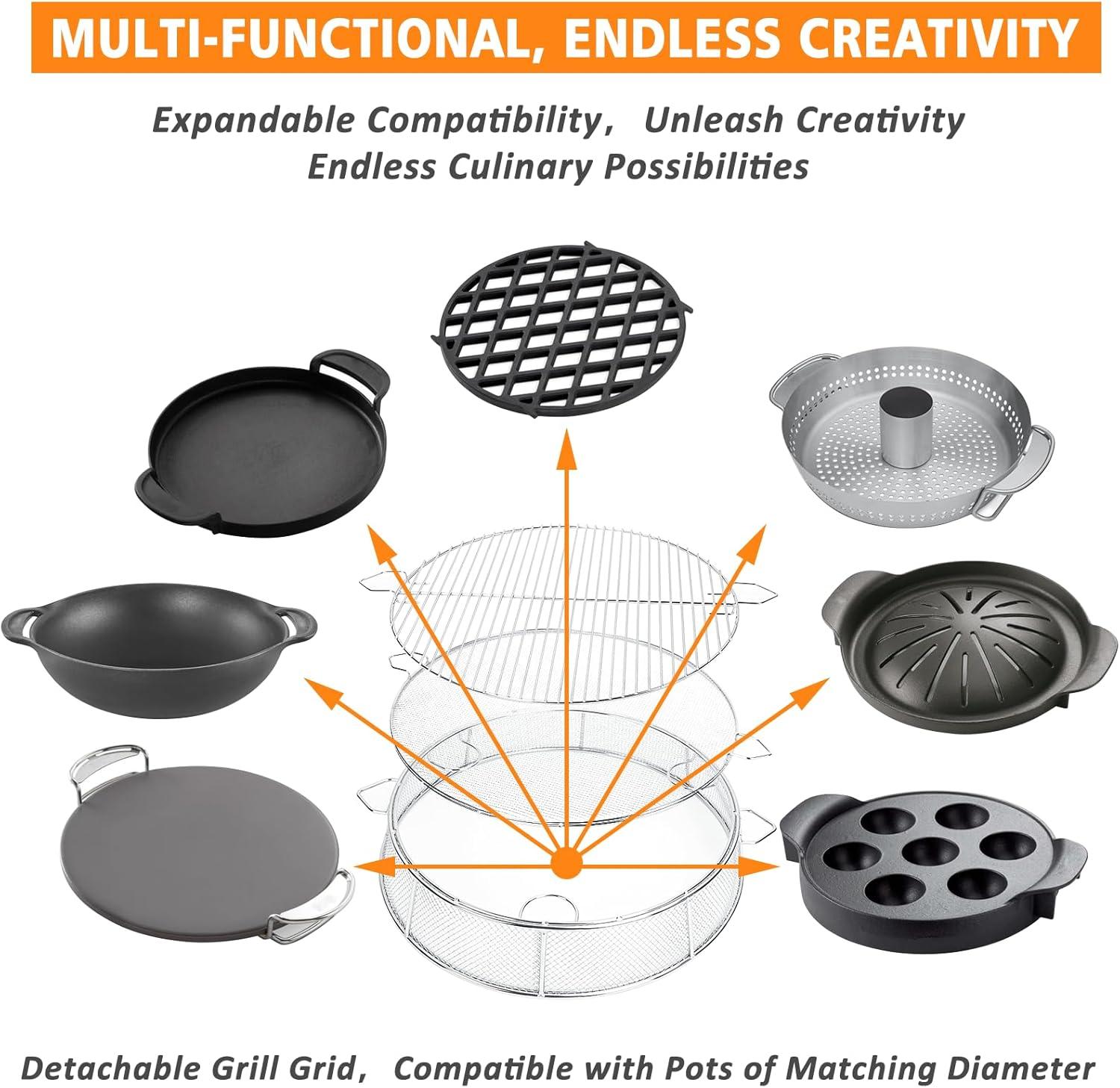 imageHisencn Shield for Solo Stove Yukon 27 Inch 304 Stainless Steel Fire Pit Spark Protector Screen amp Grill Cooking Grate amp Fire Pit Stand for Fireplace with Two Guild Sticks