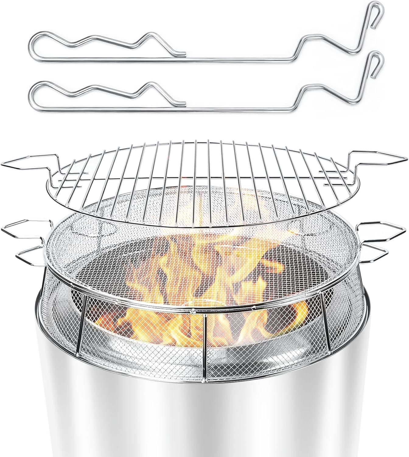 imageHisencn Shield for Solo Stove Yukon 27 Inch 304 Stainless Steel Fire Pit Spark Protector Screen amp Grill Cooking Grate amp Fire Pit Stand for Fireplace with Two Guild Sticks