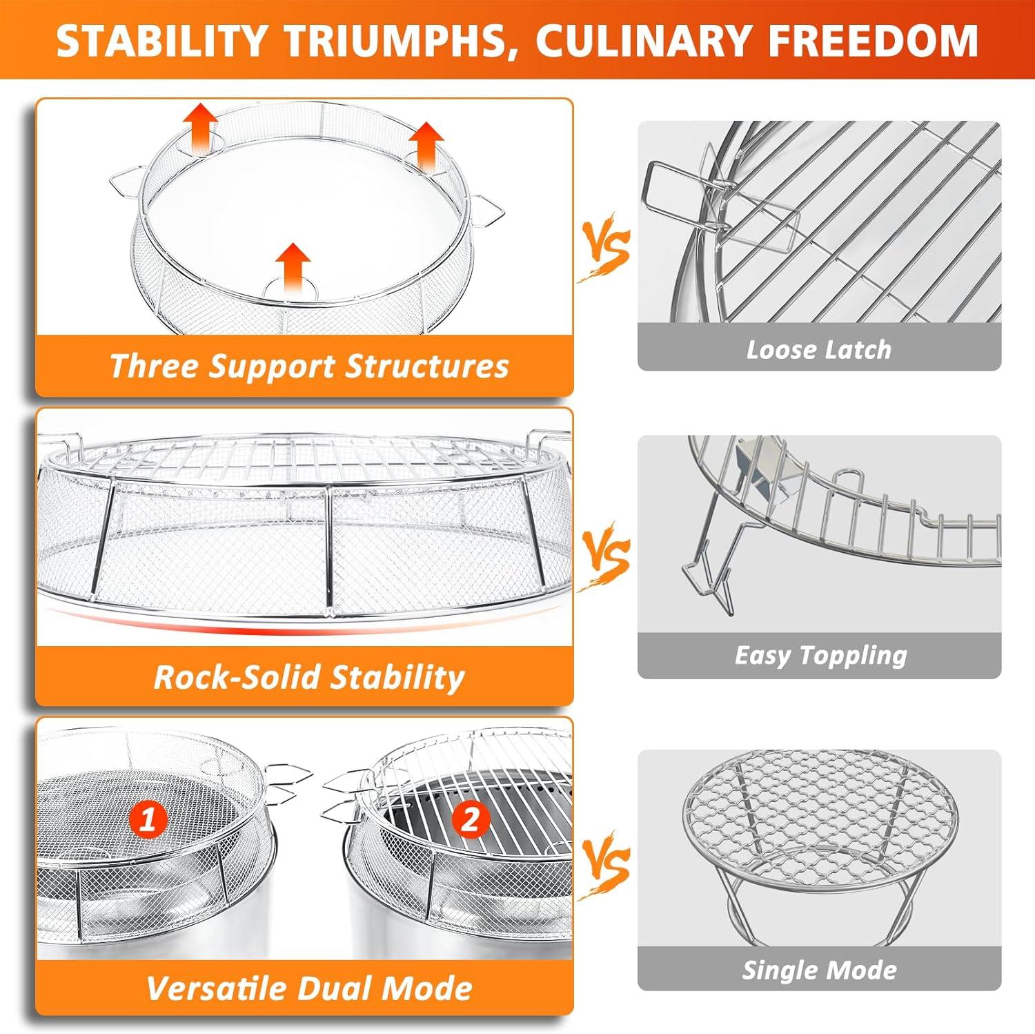 imageShield for Solo Stove Ranger 15 Inch 304 Stainless Steel Fire Pit Spark Protector Screen amp Grill Cooking Grate amp Fire Pit Stand for Fireplace with Two Guild Sticks