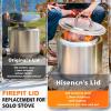 Hisencn Fire Pit Lid for Solo Stove Yukon, 27 Inch Portable Fire Pit Cover with Heat Resistant Handle, 304 Stainless Steel Camping Stove Accessories for Other Outdoor Low Smoke Stove Firepits(Φ 27″)