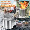 Shield for Solo Stove Ranger 15 Inch, 304 Stainless Steel Fire Pit Spark Protector Screen & Grill Cooking Grate & Fire Pit Stand for Fireplace with Two Guild Sticks
