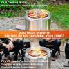 Shield for Solo Stove Ranger 15 Inch, 304 Stainless Steel Fire Pit Spark Protector Screen & Grill Cooking Grate & Fire Pit Stand for Fireplace with Two Guild Sticks