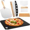 Hisencn 13″ Ceramic Pizza Steel for Home Ovens – 20X Faster Heating, Crispy Crust Kit with Aluminum Peel & Tools(13” × 13” Square)