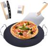 Hisencn 13″ Ceramic Pizza Steel for Home Ovens – 20X Faster Heating, Crispy Crust Kit with Aluminum Peel & Tools(13” Dia Round)