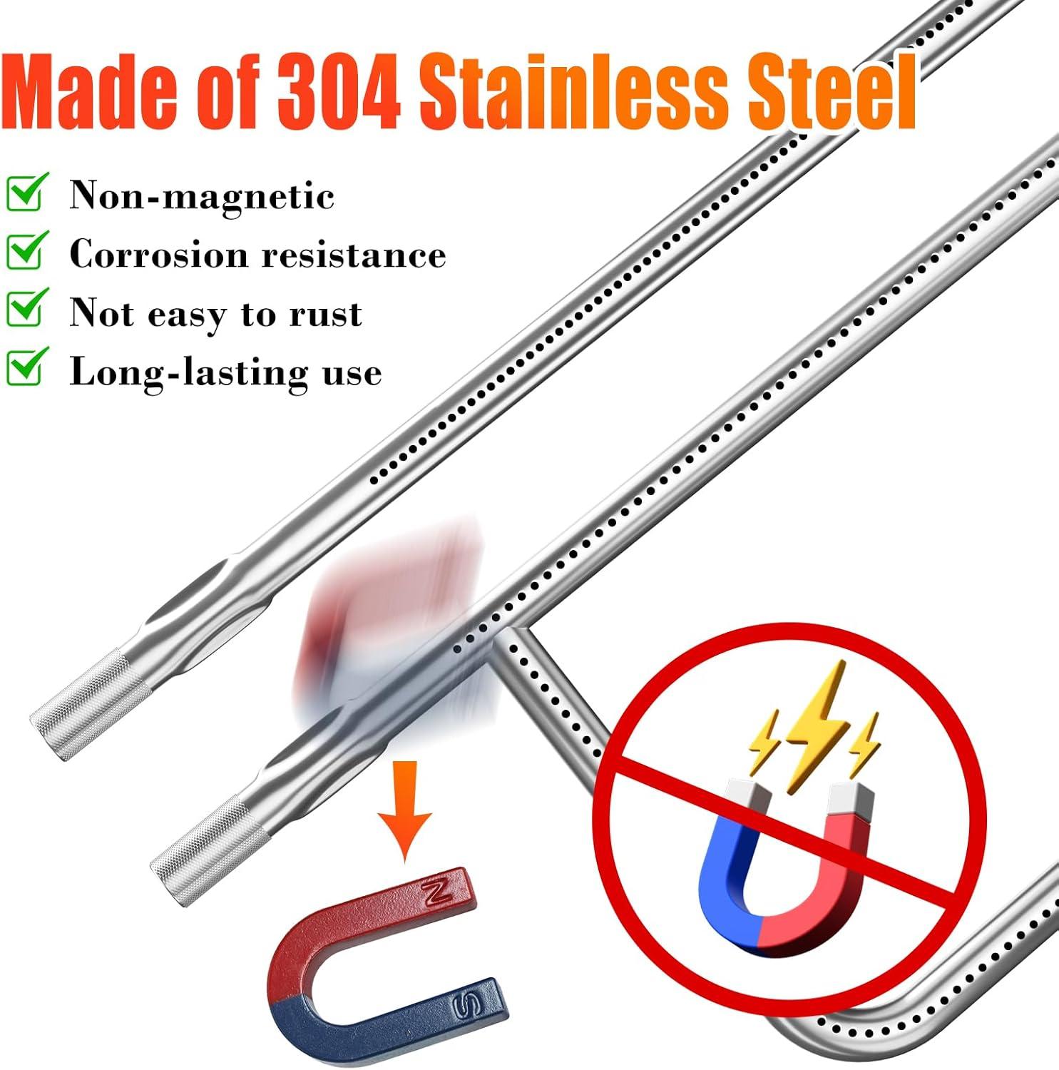 imageHisencn 65032 Grill Burner Tube for Weber Q3200 Q3000 Q320 Q300 57060001 404341 586002 Gas Grills 304 Stainless Steel Grill Burner Replacement for Weber Q Series 60036 80385 131222375 in