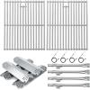 Hisencn Grill Parts Kit for Home Depot Nexgrill 6 Burner 720-0896E, 720-0896B, 720-0896C Gas Grill, Stainless Steel Grill Burners, Heat Plates Tent Shields Flame Tamers, Cooking Grates Grid(2 Stainless steel grate + 5 burner + 5ss heat tent)