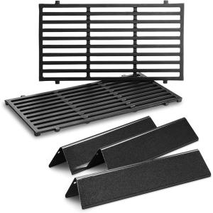 Replacement Parts for Weber 7637 Grates & 7635 Flavorizer Bars, Parts for Weber Spirit 200, GS4 Spirit II 200 Series Gas Grill with Front Control,15.3” Flavor Bars, 17.5” Cooking Grates for Weber E210(Cast Iron Grates)