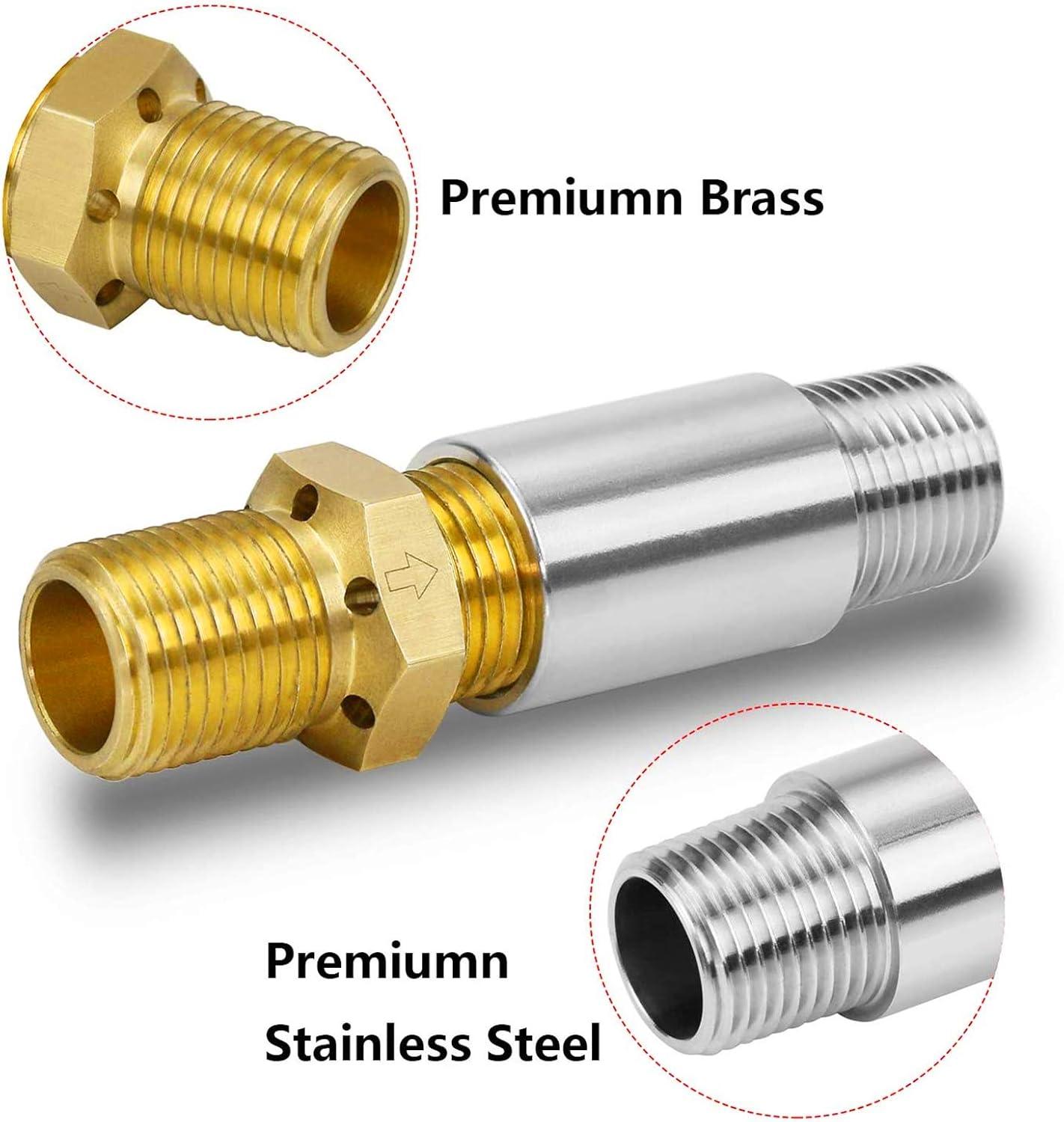 imageHisencn 12 LP Air Mixer Valve for Fire Pits 150K BTU Capacity High 304 Stainless Steel and Solid Brass Liquid Propane Gas Copper Joint 12 inch NPT Female and Male Thread with A Brass Adapter