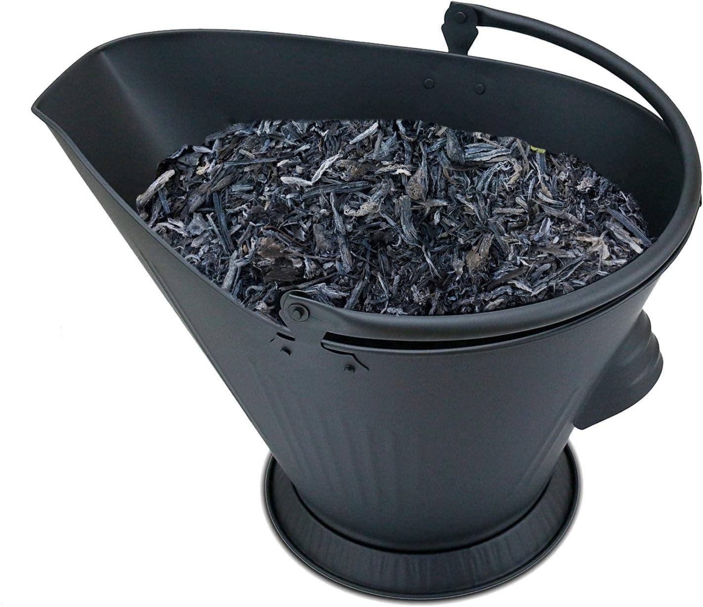 imageHisencn Ash Bucket with Shovel and Hand Broom Galvanized Metal Coal and Hot Ash Pail Container Tools for Fireplace Hearth Charcoal Wood Fire Pits Burning Stoves Indoor and Outdoor