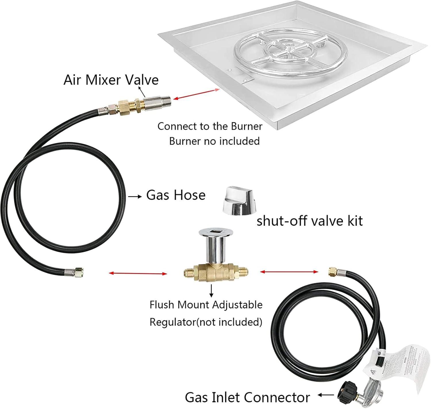 imageHisencn Fire Pit Installation Kit 150K BTU 12 Propane Fire Pit Hose Kit Suit for Propane Connection Firepit Fireplaces Fire Pit Table Regulator Hose Come with Gas Control Valve Air Mixer Valve