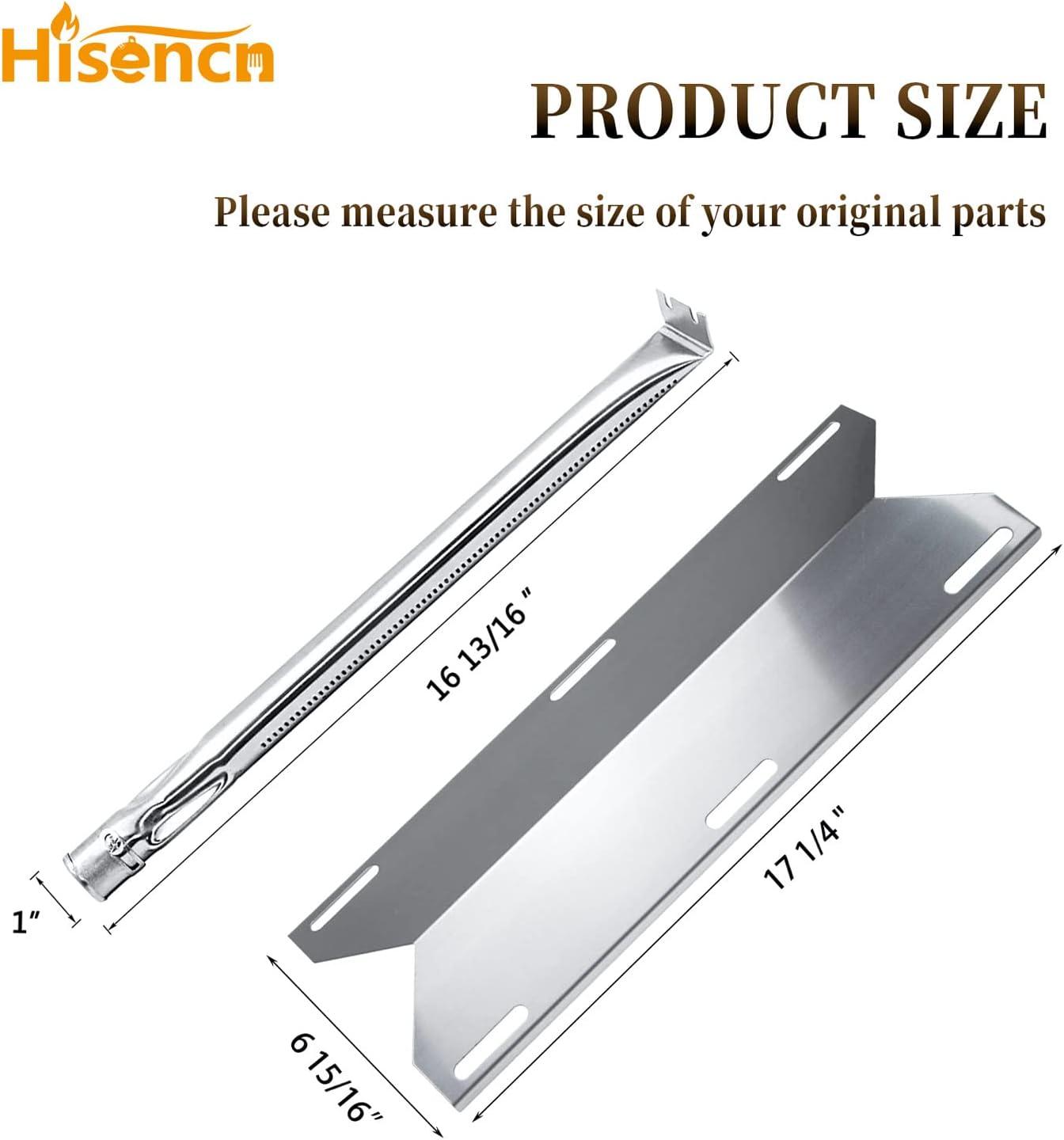 imageHisencn Replacement Reapir Kit for Charmglow 7200234 Nexgrill 7200033 7200234 7200289 Kirkland 7200025 Gas Grill Models Heat Plate Shield Tent Flame Tamer Burner Tube and Temp Gauge3 Pack