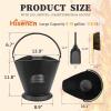 Hisencn Ash Bucket with Shovel and Hand Broom, Galvanized Metal Coal and Hot Ash Pail Container Tools for Fireplace, Hearth, Charcoal Wood, Fire Pits Burning Stoves Indoor and Outdoor