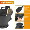 Hisencn Ash Bucket with Shovel and Hand Broom, Galvanized Metal Coal and Hot Ash Pail Container Tools for Fireplace, Hearth, Charcoal Wood, Fire Pits Burning Stoves Indoor and Outdoor