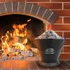 Hisencn Ash Bucket with Shovel and Hand Broom, Galvanized Metal Coal and Hot Ash Pail Container Tools for Fireplace, Hearth, Charcoal Wood, Fire Pits Burning Stoves Indoor and Outdoor