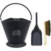 Hisencn Ash Bucket with Shovel and Hand Broom, Galvanized Metal Coal and Hot Ash Pail Container Tools for Fireplace, Hearth, Charcoal Wood, Fire Pits Burning Stoves Indoor and Outdoor