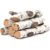 Hisencn Gas Fireplace Logs Set, Ceramic White Birch Log for Gas Fireplace Intdoor Inserts, Vented, Electric Gas Fireplaces, Outdoor Firebowl, Linear Fire Pits Ceramic Fiber Fake Wood Logs, 6pcs(White Birch)