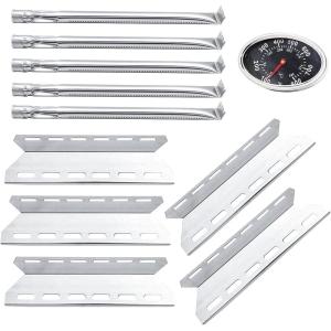Hisencn Replacement Reapir Kit for Charmglow 720-0234, Nexgrill 720-0033, 720-0234, 720-0289, Kirkland 720-0025 Gas Grill Models, Heat Plate Shield Tent Flame Tamer, Burner Tube and Temp Gauge(5 Pack)