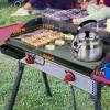 Hisencn 2 Burner Griddle for Camp Chef Stove, Flat Top Griddle for Gas Grills, Portable Griddle with Oil Drip Port, Camping Griddle for Camp Chef 14″ Cooking Systems, Outdoor Cooking Equipment, 14×32“(14″ x 32″)