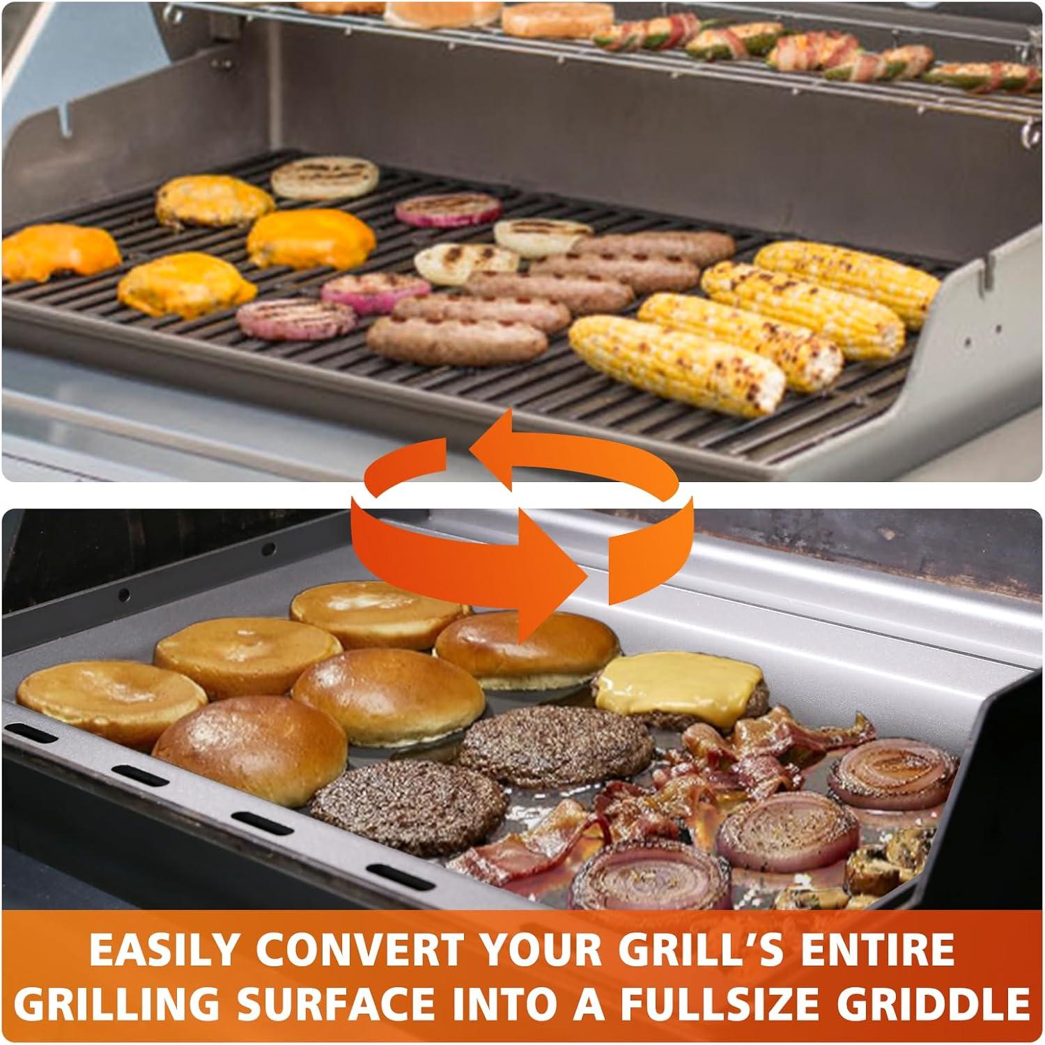 imageHisencn Full Size Cast Iron Griddle Insert for Weber Genesis 300 Series20072016 Genesis E310 E320 E330 Genesis S310 S320 S330 Flat Top Griddle Replace for Weber 7524 Grates with Handle