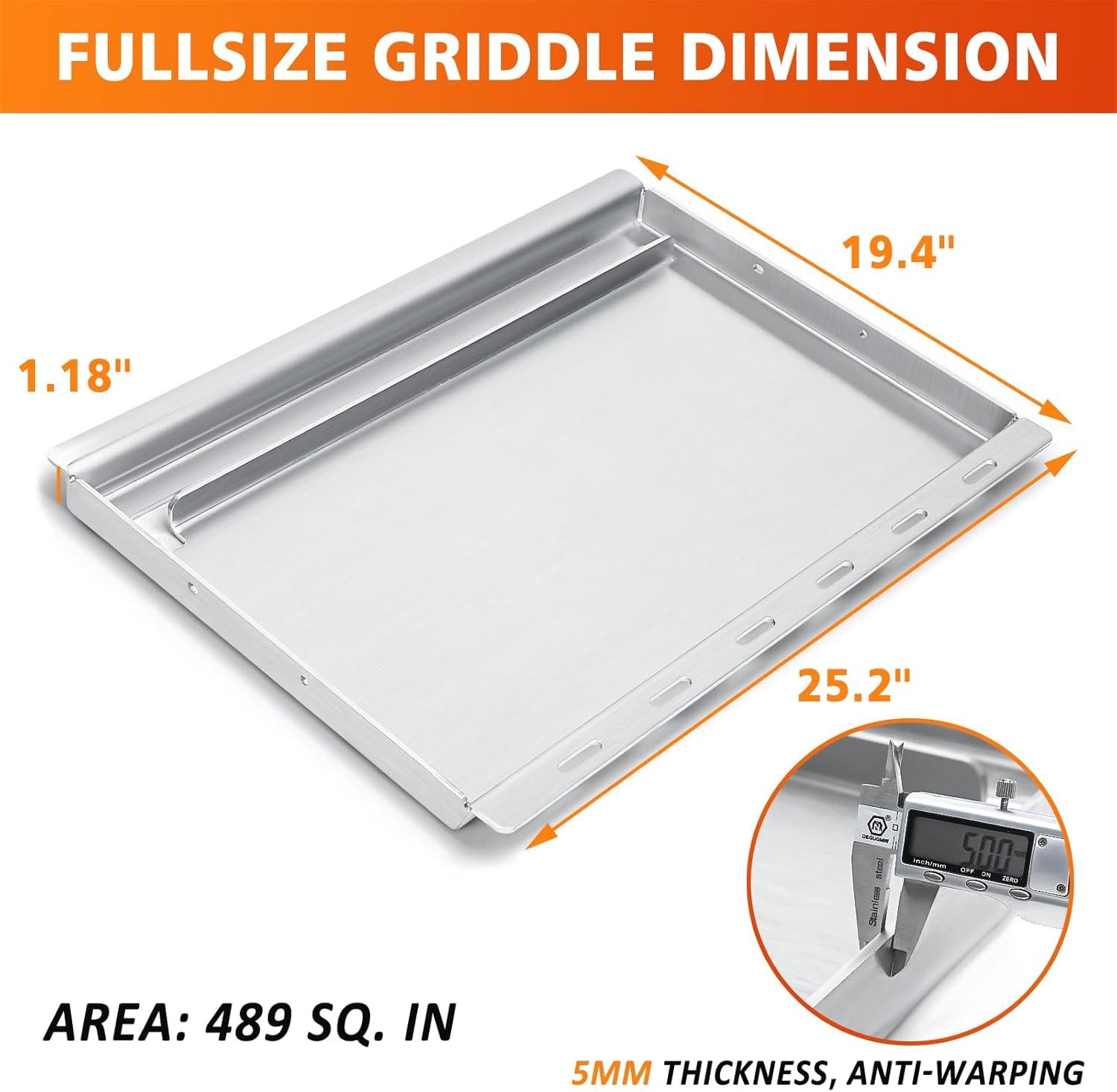 imageHisencn Full Size Griddle for Weber Genesis 300 Series20072016 for Weber Flat Top Griddle Genesis E310 E320 E330 S310 S320 S330 Stainless Steel Griddle Insert for Genesis 300 Series with Handle