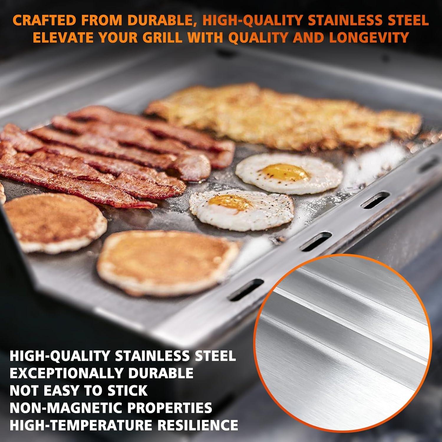 imageHisencn Full Size Griddle for Weber Genesis 300 Series20072016 for Weber Flat Top Griddle Genesis E310 E320 E330 S310 S320 S330 Stainless Steel Griddle Insert for Genesis 300 Series with Handle