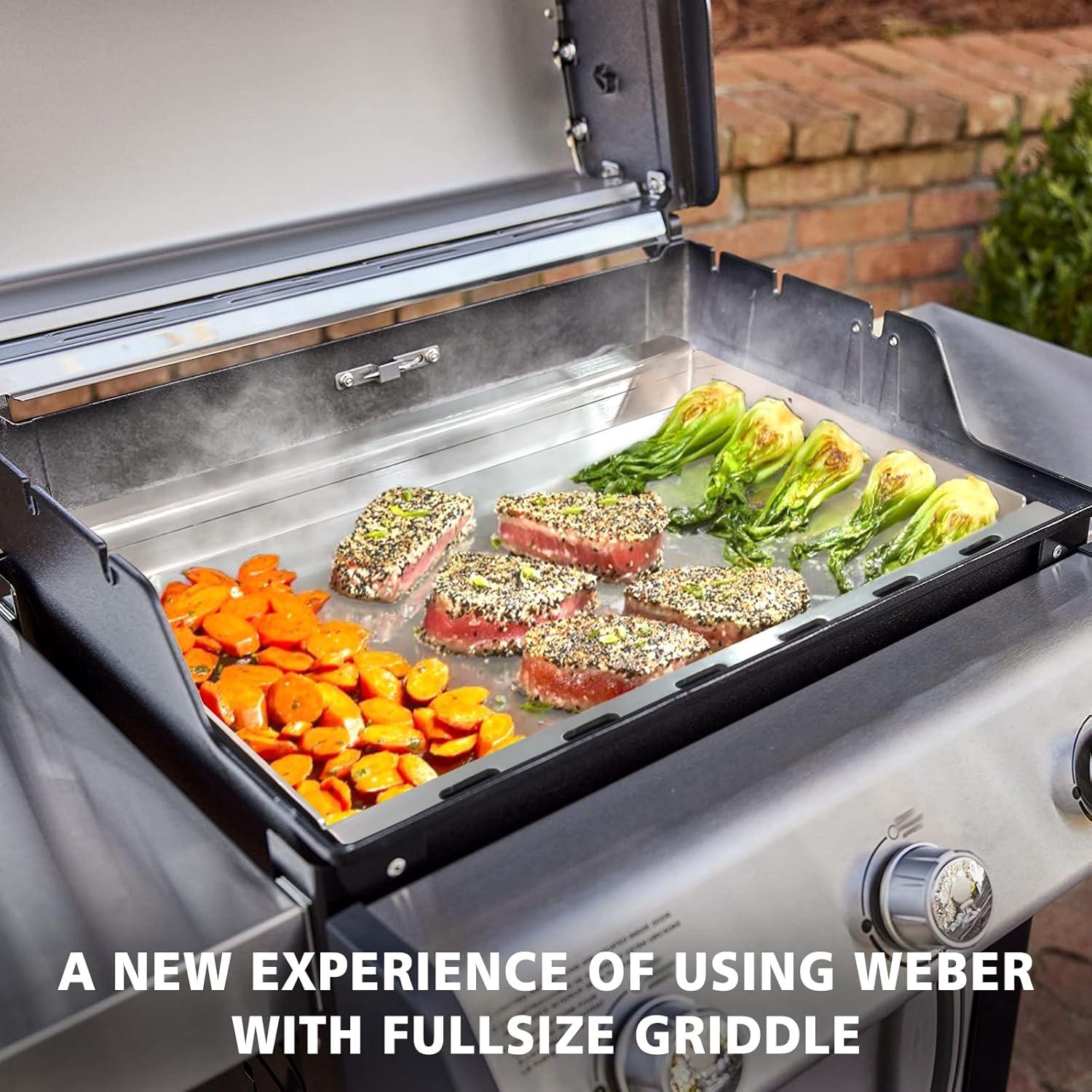 imageHisencn Full Size Griddle for Weber Genesis 300 Series20072016 for Weber Flat Top Griddle Genesis E310 E320 E330 S310 S320 S330 Stainless Steel Griddle Insert for Genesis 300 Series with Handle